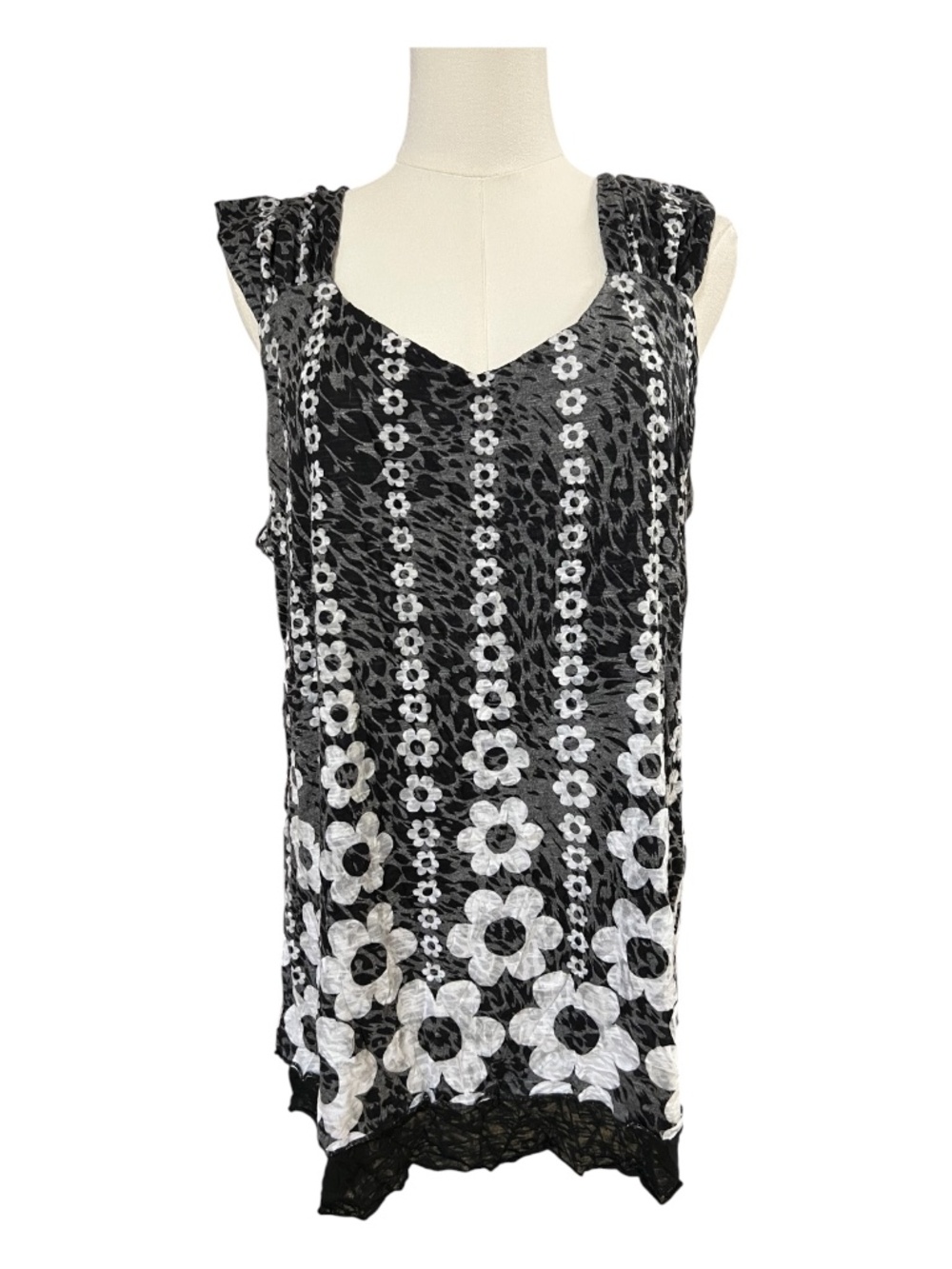 EUC Carine Falling Daisies Burnout Tank Top | Size 1X
